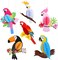6 Pieces Hawaiian Tropical Parrot Bird Honeycomb Hanging Party Decorations, Summer Tiki Bar Party Decor, Rainforest Decorations Garden Yard Room Decor